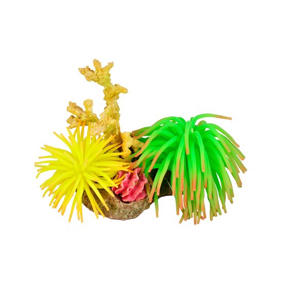 DECOR PENTRU ACVARIU ROCA CU ANEMONE FLAMINGO 13X9X13CM