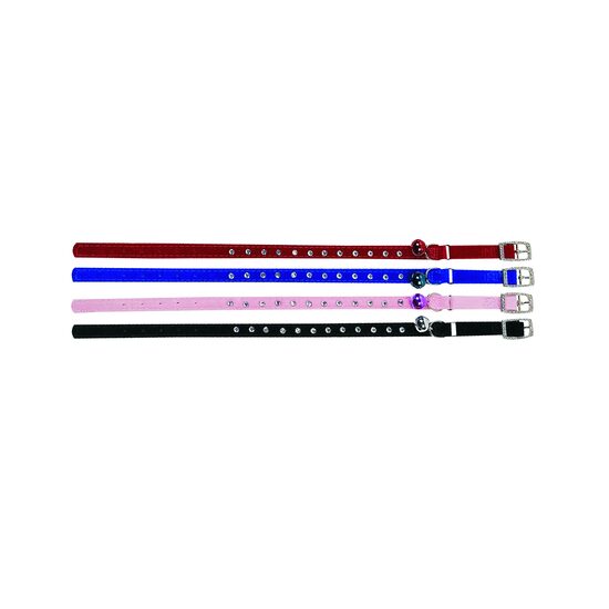 ZGARDA PENTRU PISICI FLAMINGO DIN VELUR CU CLOPOTEL&STRASURI 30CMx10MM