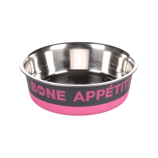 CASTRON PENTRU CAINI DIN INOX BONE APPETIT FUCHSIA 17CMx900ML