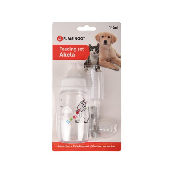 SET BIBERON+TETINE+PERIE FLAMINGO PENTRU CAINI SI PISICI 140ML