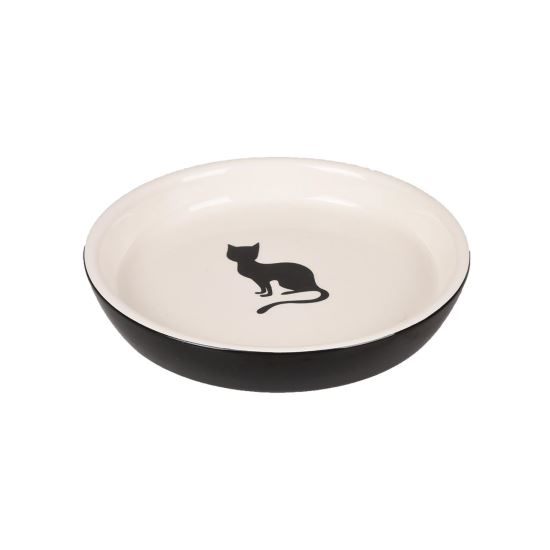 CASTRON DIN CERAMICA PENTRU PISICI FLAMINGO NALA ALB-NEGRU 15CMx180ML