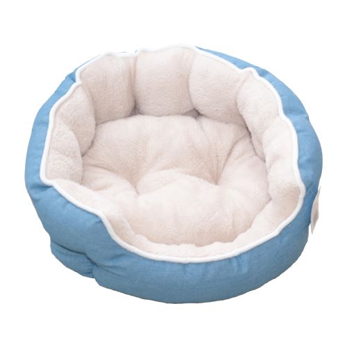 CULCUS PENTRU CAINI SI PISICI JEANS/PLUSH  BLEU-BEJ 59 X 53 X 20 CM/ 9258-2002C