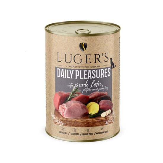 LUGER'S HRANA UMEDA CONSERVA CAINI CU MUCHI DE PORC & CARTOF 400G