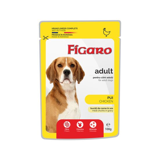 FIGARO HRANA UMEDA COMPLETA CU PUI PENTRU CAINI ADULTI PLIC 100G
