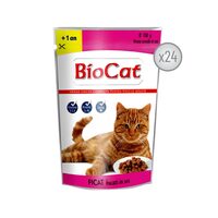 BIOCAT HRANA UMEDA PENTRU PISICI CU FICAT IN SOS - 24 PLICURI x 100G