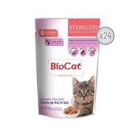 BIOCAT HRANA UMEDA PENTRU PISICI STERILIZATE CU PUI IN SOS - 24 PLICURI x 85G