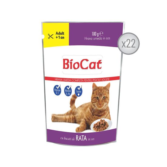 BIOCAT HRANA UMEDA PENTRU PISICI CU RATA IN SOS - 22 PLICURI x 100G