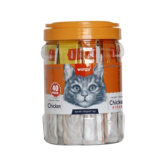 WANPY RECOMPENSE PENTRU PISICI SNACK CREMA CU PUI + PUI & CRAB 40X14G