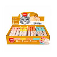 WANPY RECOMPENSE PENTRU PISICI SNACK CREMA 4 AROME DISPLAY (100 PLICURI x 14 G)