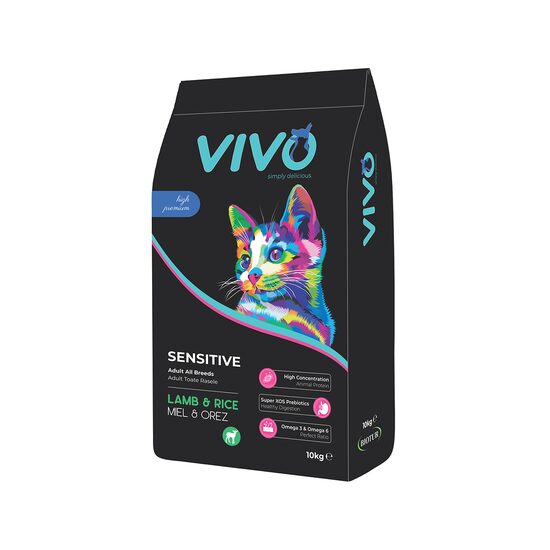 VIVO HRANA USCATA SUPER PREMIUM PENTRU PISICI ADULTE SENSITIVE CU MIEL SI OREZ 10KG